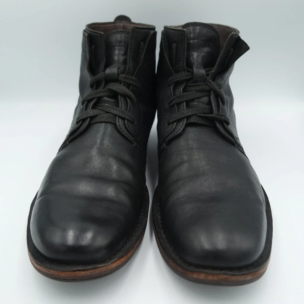 John Varvatos USA Mens Black Leather Lace Up Ankle Boots Made in USA Size 10M